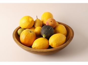 WOODEN BOWL FILLED with STONE FRUIT