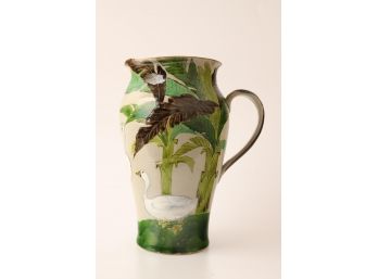 EARTHENWARE PITCHER HAND PAINTED WITH GEESE