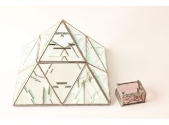 PYRAMID-FORM BEVELED GLASS JEWELRY BOX