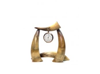 NATURAL HORN POCKET WATCH STAND with WATCH