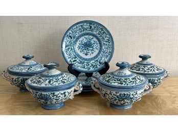ITALIAN DERUTA BOWLS with COVERS & UNDERPLATES
