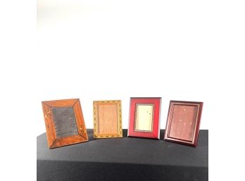 (4) WOODEN PICTURE FRAMES with EXOTIC INLAYS
