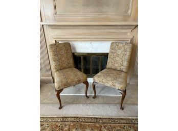 (18th c) PAIR OF UPHOLSTERED SIDE CHAIRS