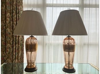 PAIR OF MOSHER QUALITY GLASS TABLE LAMPS