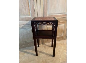 (19th c) CHINESE PLANT STAND with MARBLE INSERT
