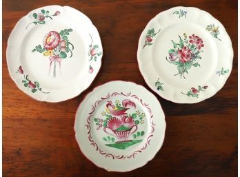 (2) FRENCH FAIENCE PLATES with SHAPED RIMS