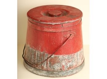 FIRKIN with SWING HANDLE & COVER in RED & WHITE