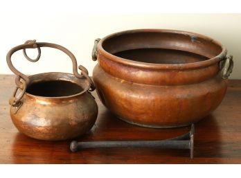 COPPER POT and CAULDRON with HANGING HOOK