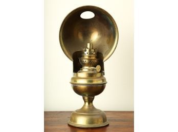 BRASS KEROSINE LAMP with DISHED REFLECTOR