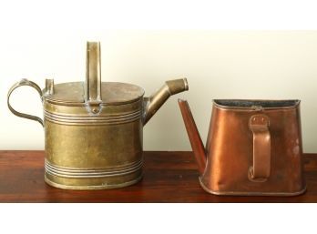 (2) FINE QUALITY BRASS & COPPER WATERING CANS