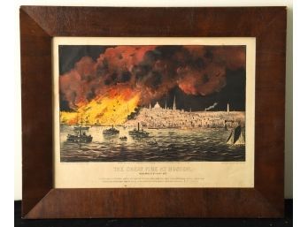 PERIOD 1872 CURRIER & IVES  - THE GREAT FIRE AT BOSTON