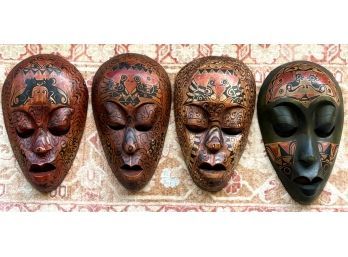 SOUTH PACIFIC CARVED and PAINTED WOODEN MASKS