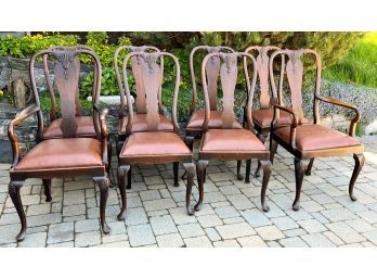 (8)  QUEEN ANNE STYLE OAK DINING ROOM CHAIRS