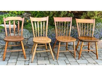 (4) PLANK SEAT SIDE CHAIRS in NATURAL WOOD FINISH