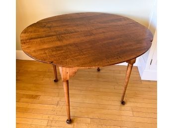 D.R. DIMES TIGER MAPLE QUEEN ANNE STYLE TABLE