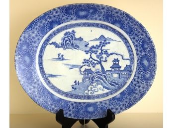 CHINESE PORCELAIN OVAL TRAY with TRANSFER RIM