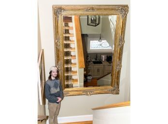 MONUMENTAL FRENCH STYLE WALL MIRROR W BEVELED GLAS
