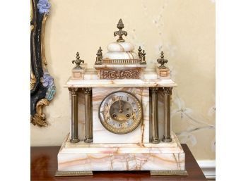 JAPY FRERES VICTORIAN MARBLE & BRASS MANTEL CLOCK