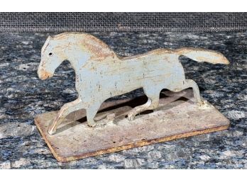PAINTED CAST IRON GALLOPING HORSE WINDMILL WEIGHT