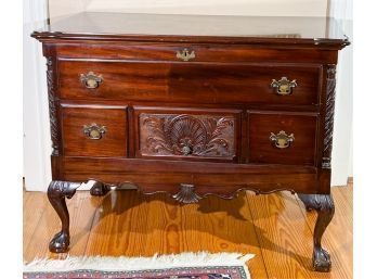 CHIPPENDALE STYLE CARVED MAHOGANY BLANKET CHEST