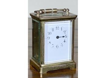 19th CENTURY FRENCH CARRIAGE CLOCK W PORCELAIN