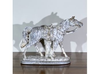MARBLE SCULPTURE OF A DRESSED HORSE