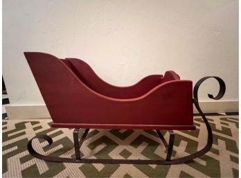 SEASONAL WOODEN SLEIGH with SCROLLED RUNNERS