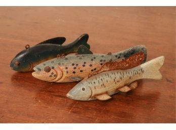 (3) CARVED AND PAINTED WOODEN FISH DECOYS