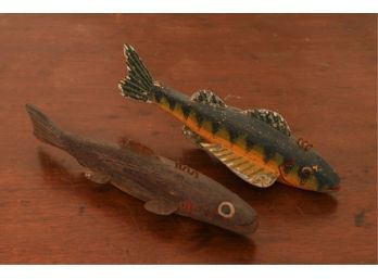 (2) CARVED AND PAINTED WOODEN FISH DECOYS