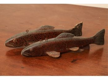 (2) CARVED AND PAINTED WOODEN FISH DECOYS