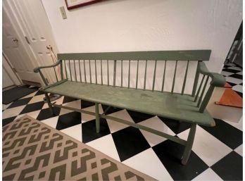 (19th c) SETTLE BENCH in GREEN PAINT