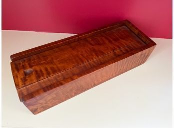 BENCH MADE TIGER MAPLE BOX with SLIDING COVER