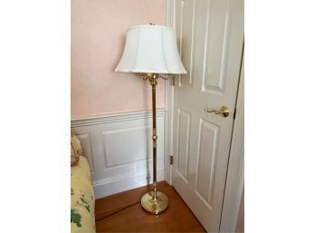 SOLID BRASS (4) LIGHT FLOOR LAMP with MORLEE SHADE