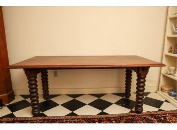 (19th / 20th c) OAK LIBRARY TABLE