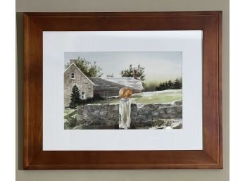 Charles Mooradian Watercolor of Old Stone Farmhous