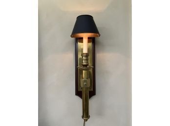 Quality Electric Brass & Wood Candle Sconce