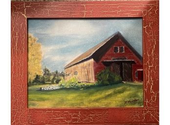 Oil On Canvas Barn By R. Venden
