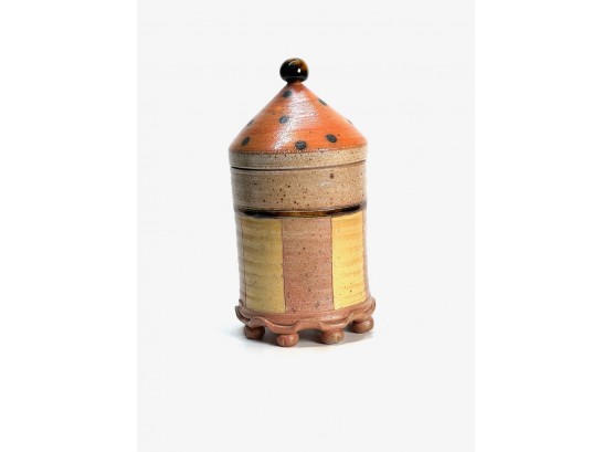EARTHENWARE STUDIO POTTERY CANNISTER by HUNT