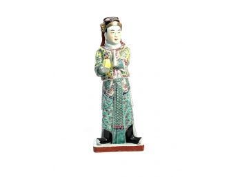 CHINESE PORCELAIN FIGURINE of MAN with PRESENT