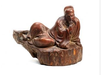 FINE QUALITY CHINESE CARVED HARDWOOD SCHOLAR