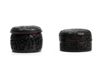 (2) CHINESE CARVED CANNISTERS