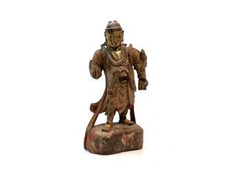 CHINESE CARVED and PAINTED WARRIOR