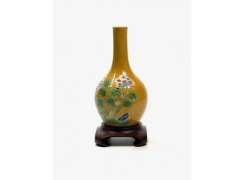 CHINESE PORCELAIN BOTTLE VASE with INCISED FLORA