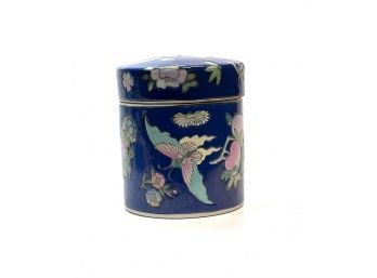 CHINESE PORCELAIN CANNISTER with MOTH MOTIF