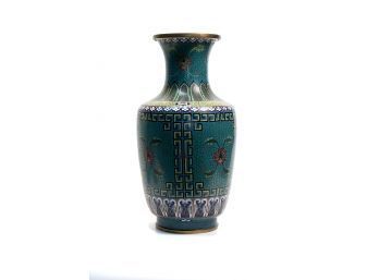 CLOISONNE VASE with GEOMETRIC & DIAPER PATTERNS