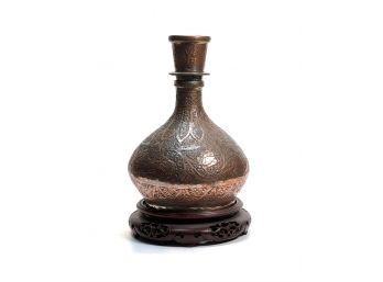 PERSIAN / INDIAN HAND CHASED COPPER BOTTLE