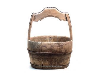 ASIAN WOODEND and WIRE WATER BUCKET