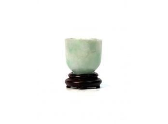 MINIATURE LIGHT GREEN JADE FOOTED CUP