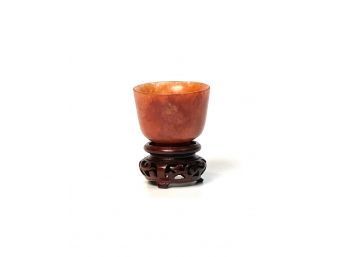 MINIATURE PEACH ONYX FOOTED CUP