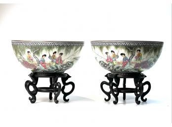 (20th c) PAIR of EXTREMELY THIN PORCELAIN BOWLS
